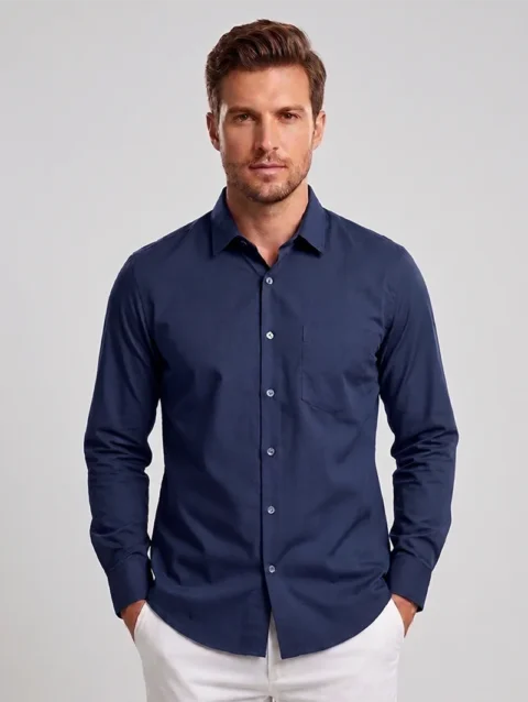 NAVY BLUE RD350 REGULAR FIT PLAIN SHIRT