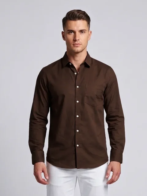 BROWN RD350 REGULAR FIT PLAIN SHIRT