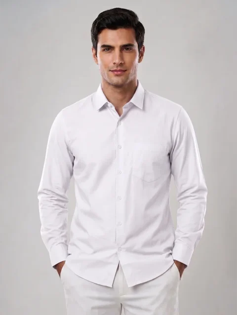 WHITE RD350 REGULAR FIT PLAIN SHIRT