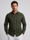 OLIVE GREEN RD350 REGULAR FIT PLAIN SHIRT