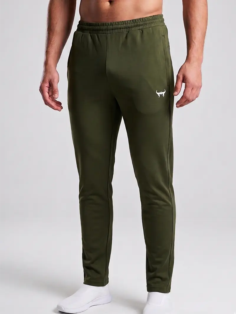 OLIVE GREEN REGULAR FIT PLAIN JOGGERS