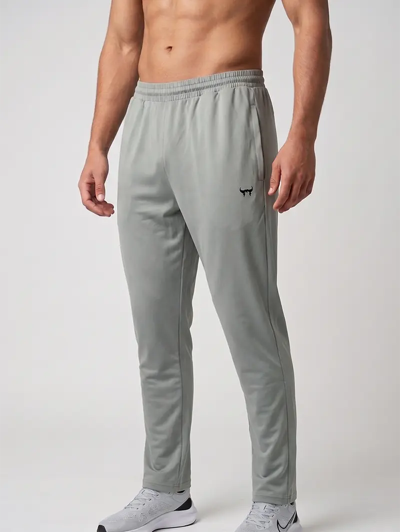 LIGHT GREY REGULAR FIT PLAIN JOGGERS