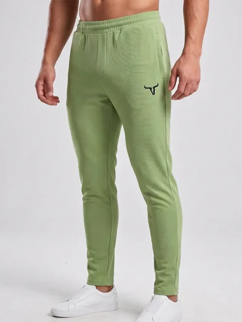 SAGE GREEN REGULAR FIT PLAIN JOGGERS