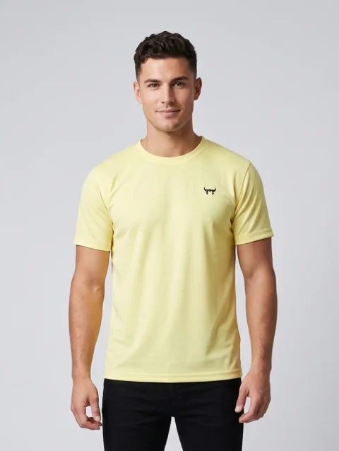 LIGHT YELLOW REGULAR FIT PLAIN T-SHIRT