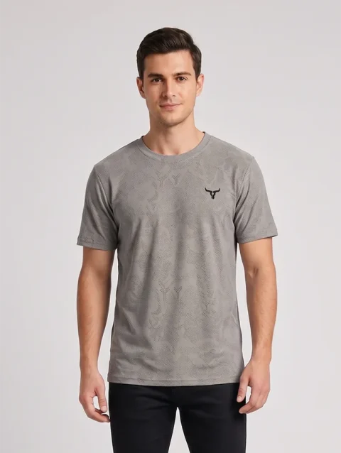 GREY REGULAR FIT PLAIN T-SHIRT
