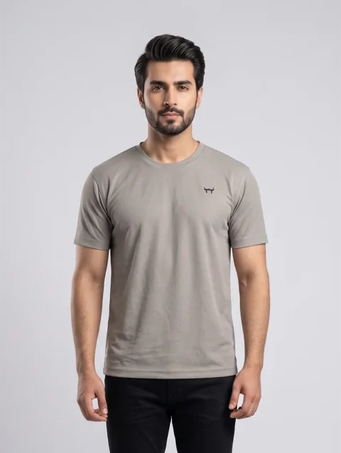 GREY REGULAR FIT PLAIN T-SHIRT