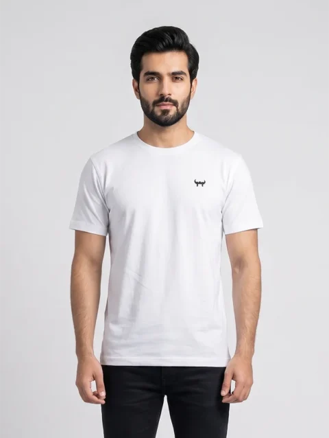WHITE REGULAR FIT PLAIN T-SHIRT