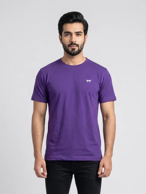 PURPLE REGULAR FIT PLAIN T-SHIRT