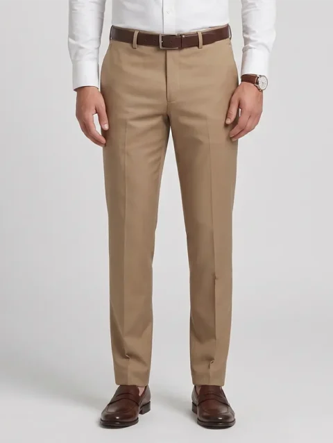 CAMEL BROWN REGULAR FIT PLAIN TROUSER