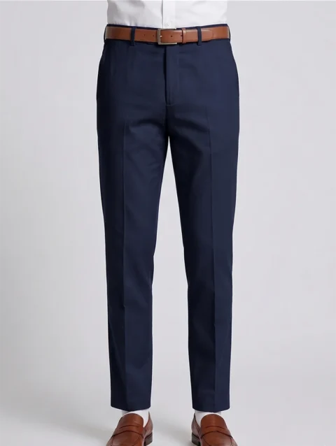 NAVY BLUE REGULAR FIT PLAIN TROUSER