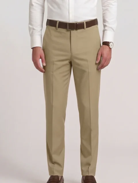 BIEGE REGULAR FIT PLAIN TROUSER