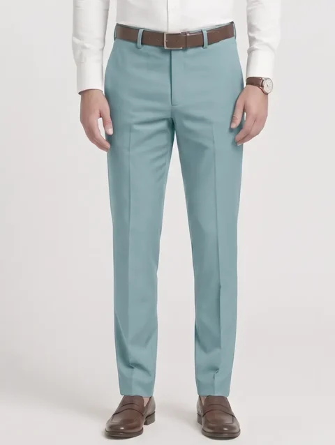 SAGE GREEN REGULAR FIT PLAIN TROUSER