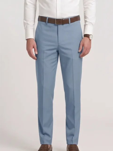 DUSTY BLUE REGULAR FIT PLAIN TROUSER