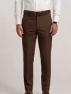 CHOCOLATE BROWN REGULAR FIT PLAIN TROUSER