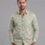 Men's Sage Green Long Sleeve Shirt with Dark Geometric Print.