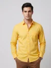 Men's Yellow Long Sleeve Shirt with White Micro Ditsy Print.