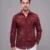 Men's Maroon Long Sleeve Shirt with Pink Floral Print.