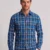 Men's Royal Blue Long Sleeve Shirt with Plaid Check Pattern