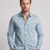 Men's Light Blue Long Sleeve Shirt with Dark Geometric Geometric Print.